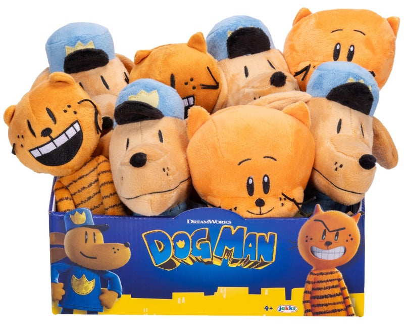 Dog Man Movie Plush in PDQ of 8 Plushies, Includes (4) Dog Man, (2) Petey, and (2) Little Petey - Officially Licensed by JAKKS Pacific - Image 1